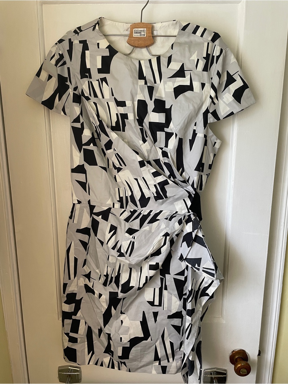 Black & White Abstract Wrap Dress - Women's Dress